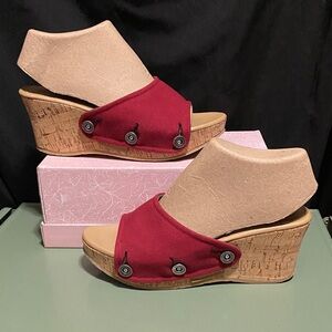 EUC Galibelle  Red canvas cork Wedge Sandals EU 39 US 9